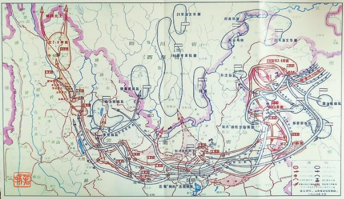 红二,红六军团长征过云南路线图(1936年3月6日-5月14日)